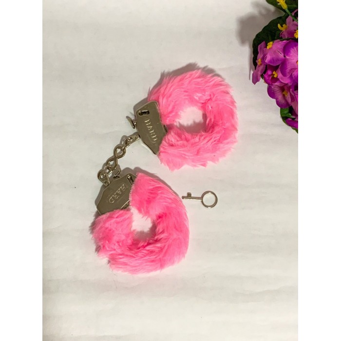 Algema de Metal com Pelúcia Rosa