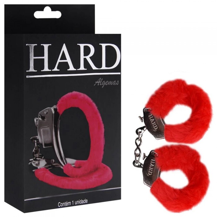 Algema de Metal com Pelúcia Vermelha