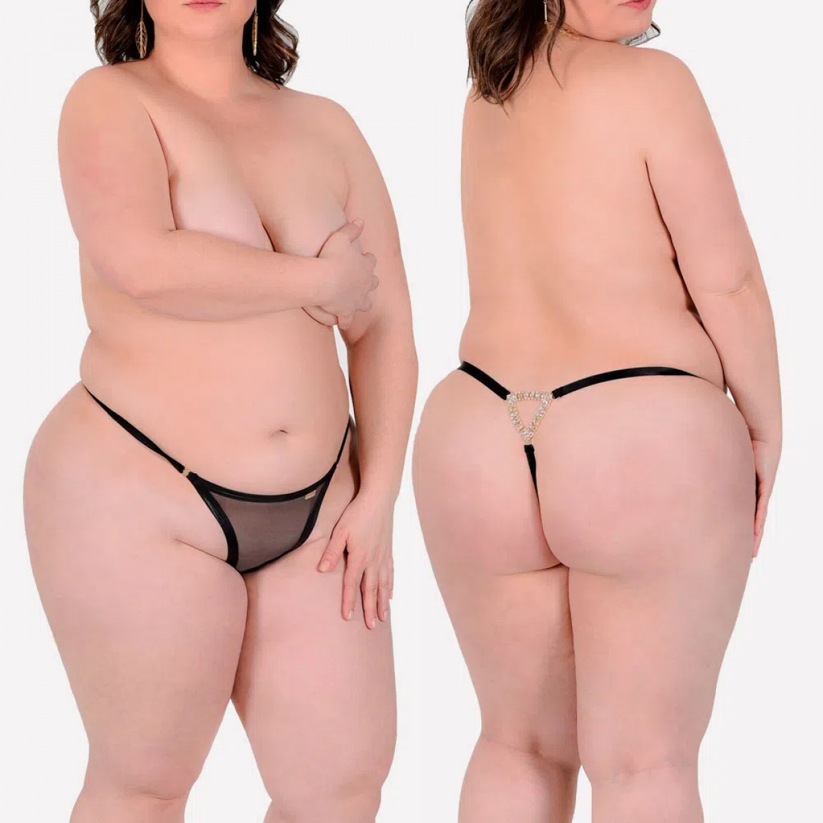 Calcinha Riqueza Plus Size preta A Calcinha Riqueza é fio dental com transparência e em tule. Calcinha Riqueza Plus Size preta