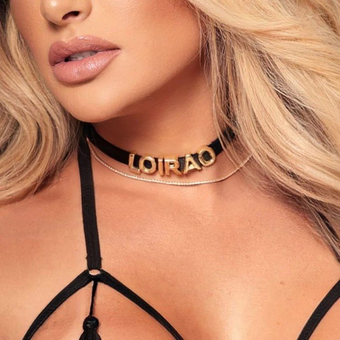 Choker Personalizar até 6 letras Preto 