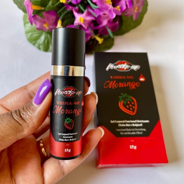 Gel Eletrizante Beijável Vibra-me Hot Insano Morango Power 15g