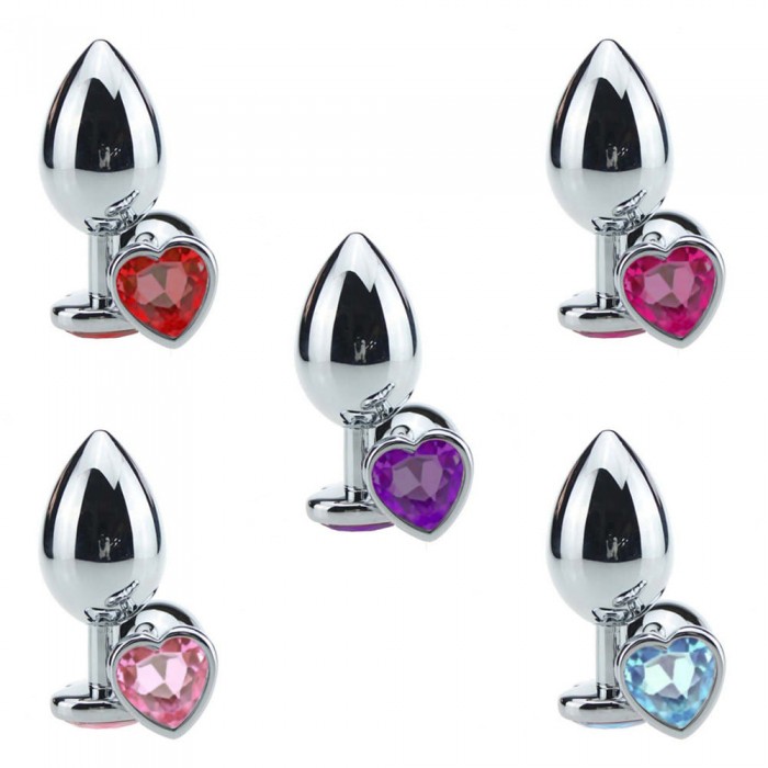 Plug Anal Metal Coração com Pedra Grande
