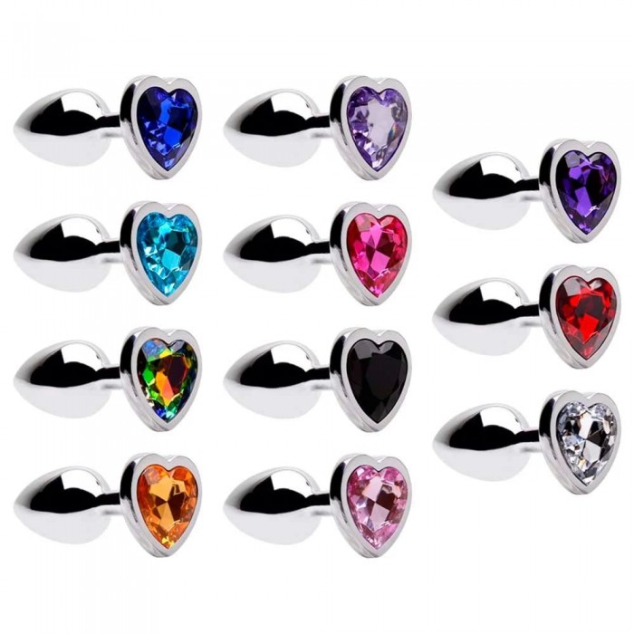 Plug Anal Metal Coração com Pedra Pequeno