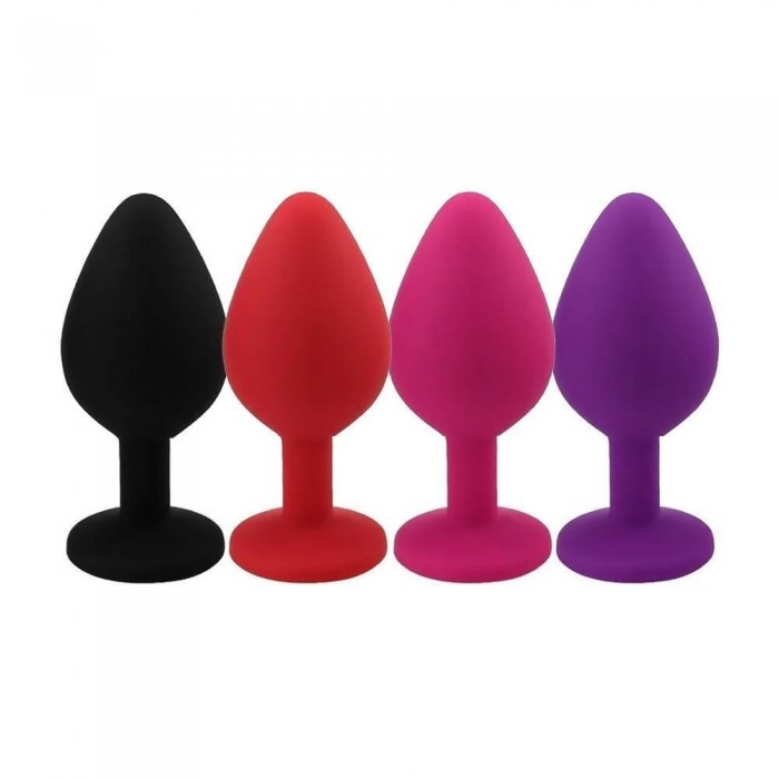 Plug Anal de Silicone Aveludado Grande com Pedra