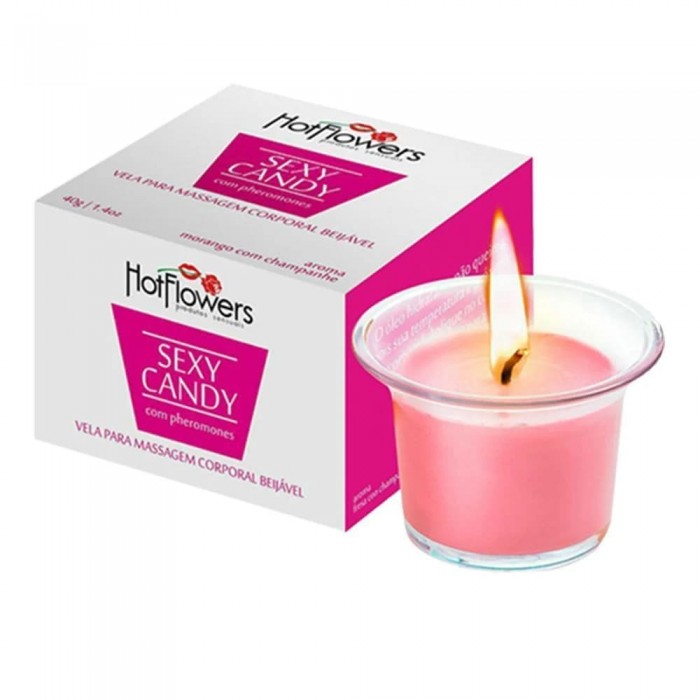 Vela Hidratante Corporal Beijável Morango com Champanhe 40g  Vela Hidratante Corporal Beijável Morango com Champanhe 40g