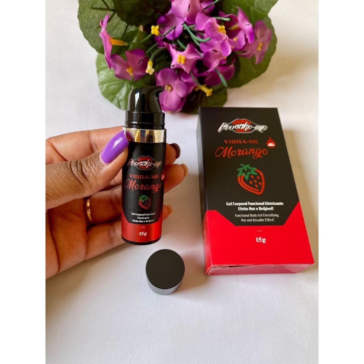 Gel Eletrizante Beijável Vibra-me Hot Insano Morango Power 15g