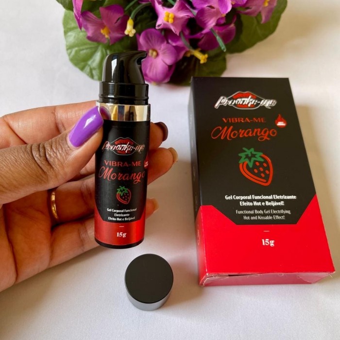 Gel Eletrizante Beijável Vibra-me Hot Insano Morango Power 15g