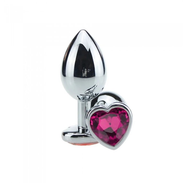 Plug Anal Metal Coração com Pedra Médio