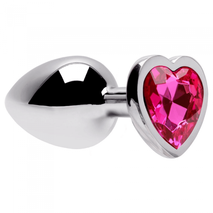 Plug Anal Metal Coração com Pedra Grande