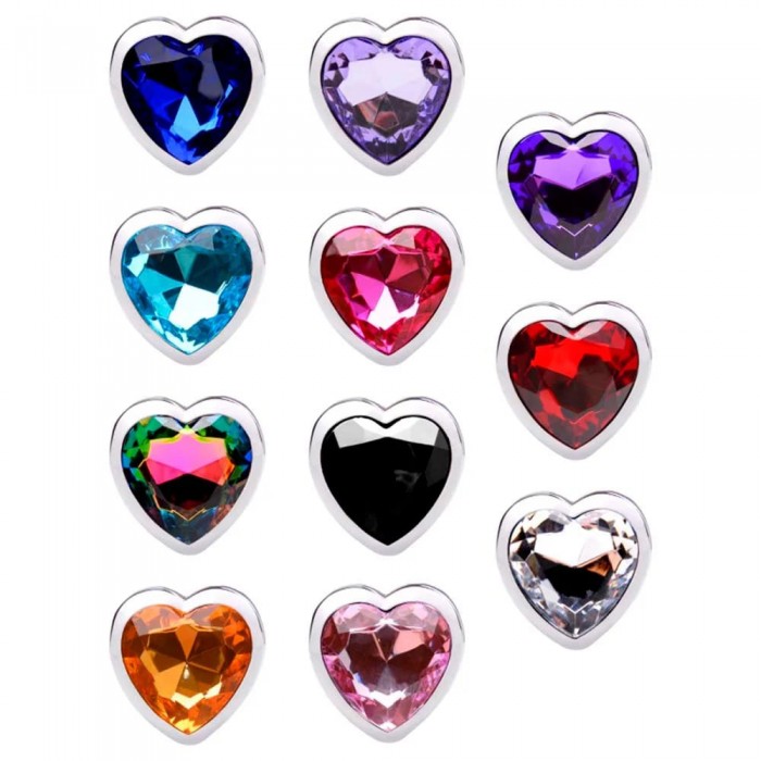 Plug Anal Metal Coração com Pedra Pequeno