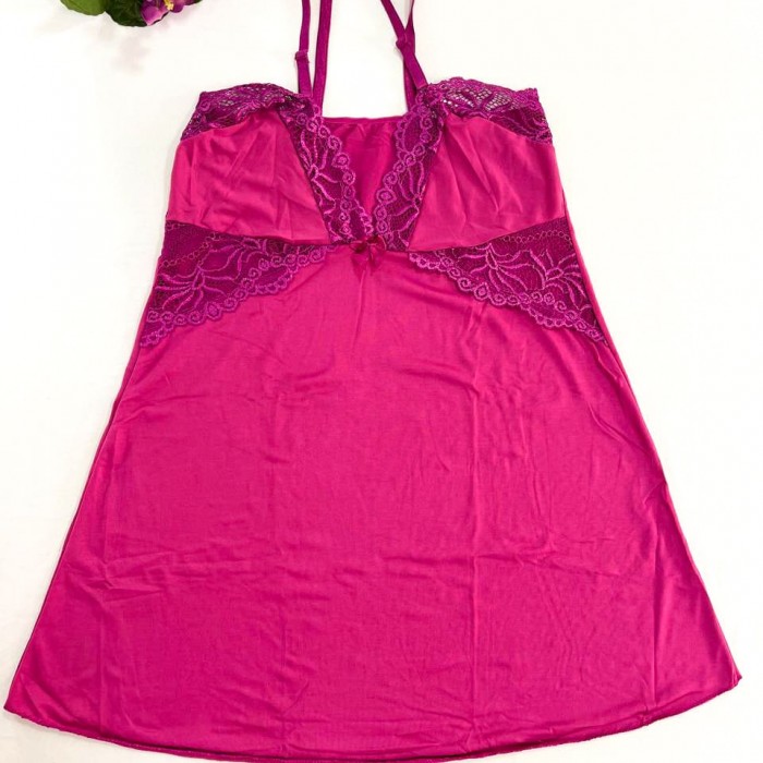 Camisola em Microfibra com Renda Fúcsia Tamanho M