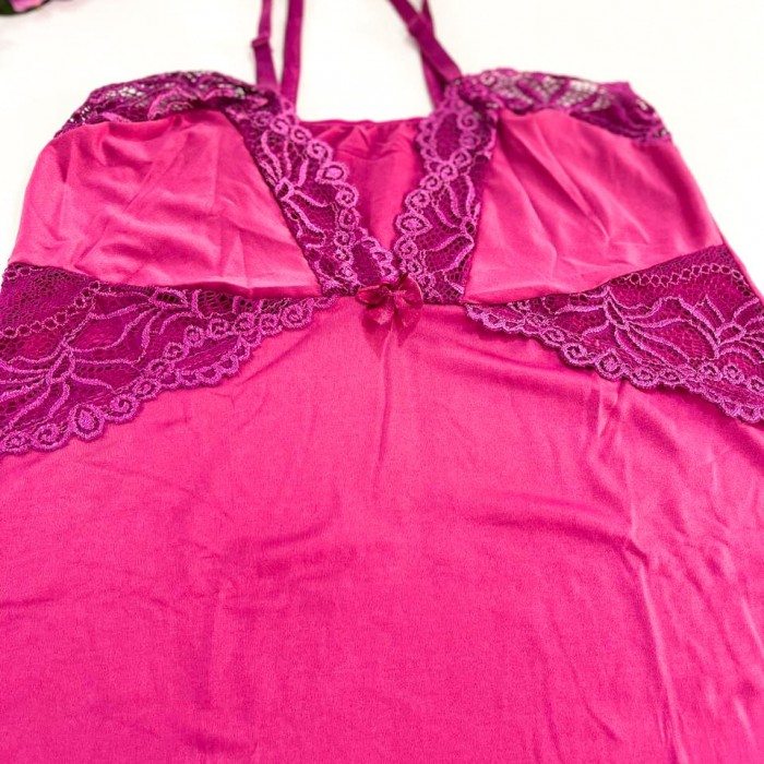 Camisola em Microfibra com Renda Fúcsia Tamanho M