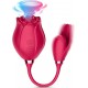 Vibrador Estimulador Clitoriano Duplo Flower Vibrador estimulador clitoriano duplo flower por onda de pressão em formato de rosa, e estimulador clitoriano com vibração em formato de folha, suas funções podem ser usadas juntas ou separadas. Vibrador Estimulador Clitoriano Duplo Flower