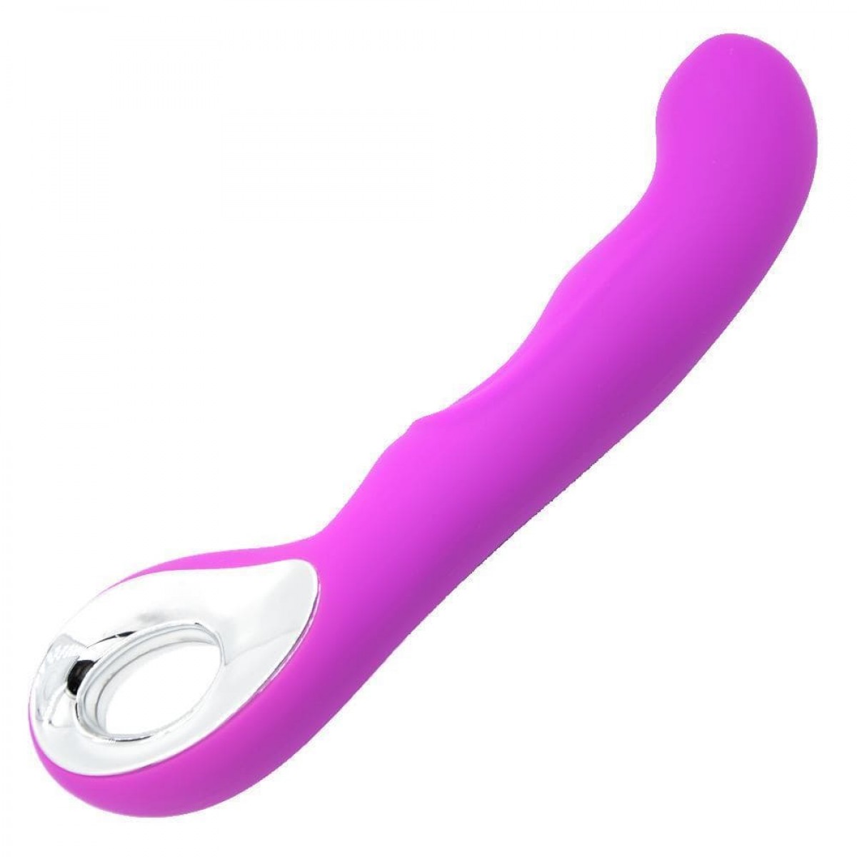Vibrador com Curvatura Ponto G com Alça O vibrador com curvatura ponto G com alça tem um toque aveludado e detalhes metalizados. Vibrador com Curvatura Ponto G com Alça