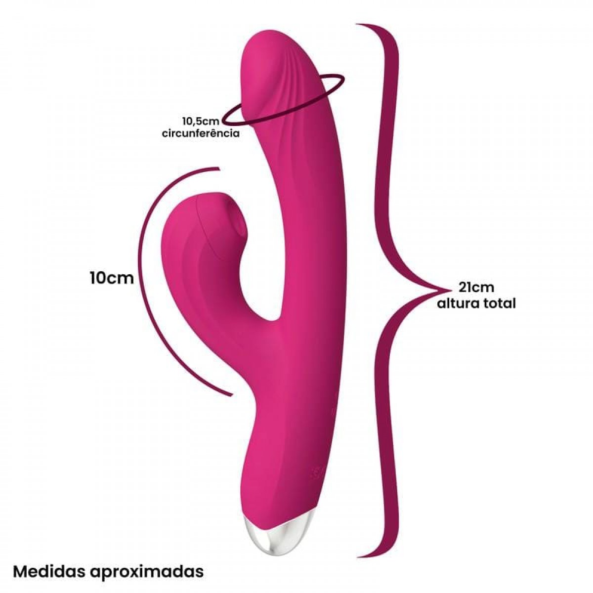 Vibrador Duplo com Estimulador Sucção 10 Modos
