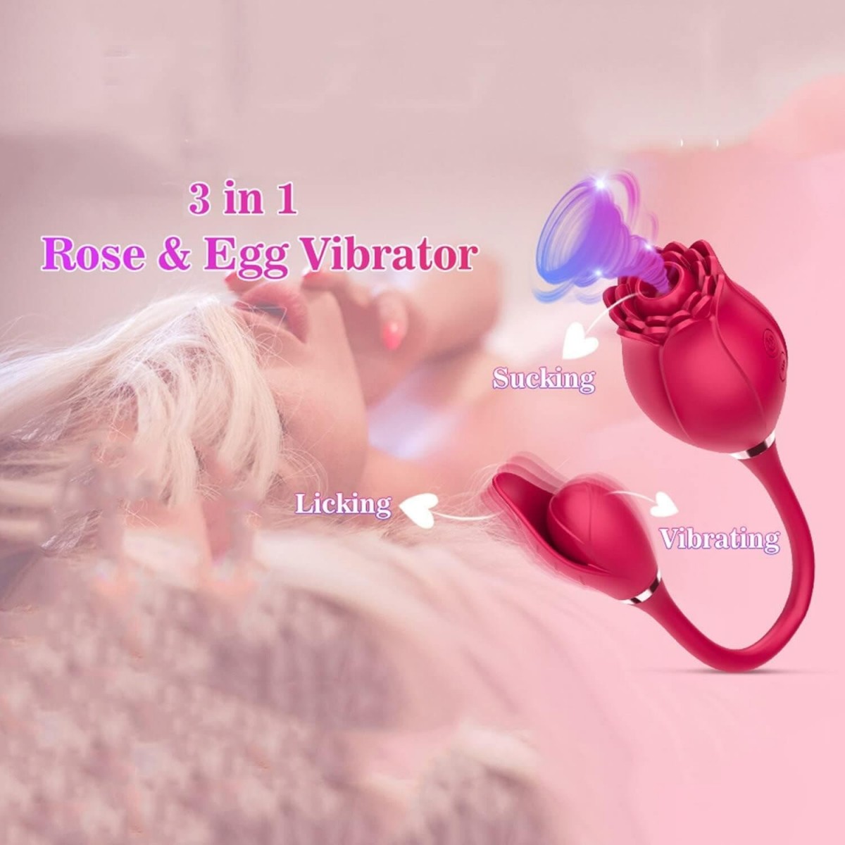 Vibrador Estimulador Clitoriano Duplo Flower Vibrador estimulador clitoriano duplo flower por onda de pressão em formato de rosa, e estimulador clitoriano com vibração em formato de folha, suas funções podem ser usadas juntas ou separadas. Vibrador Estimulador Clitoriano Duplo Flower