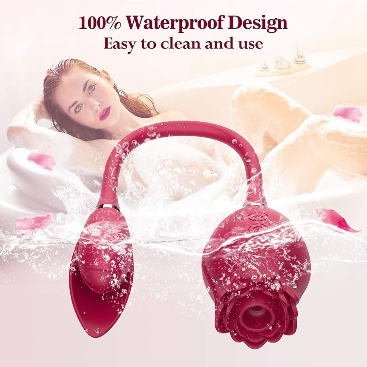 Vibrador Estimulador Clitoriano Duplo Flower Vibrador estimulador clitoriano duplo flower por onda de pressão em formato de rosa, e estimulador clitoriano com vibração em formato de folha, suas funções podem ser usadas juntas ou separadas. Vibrador Estimulador Clitoriano Duplo Flower
