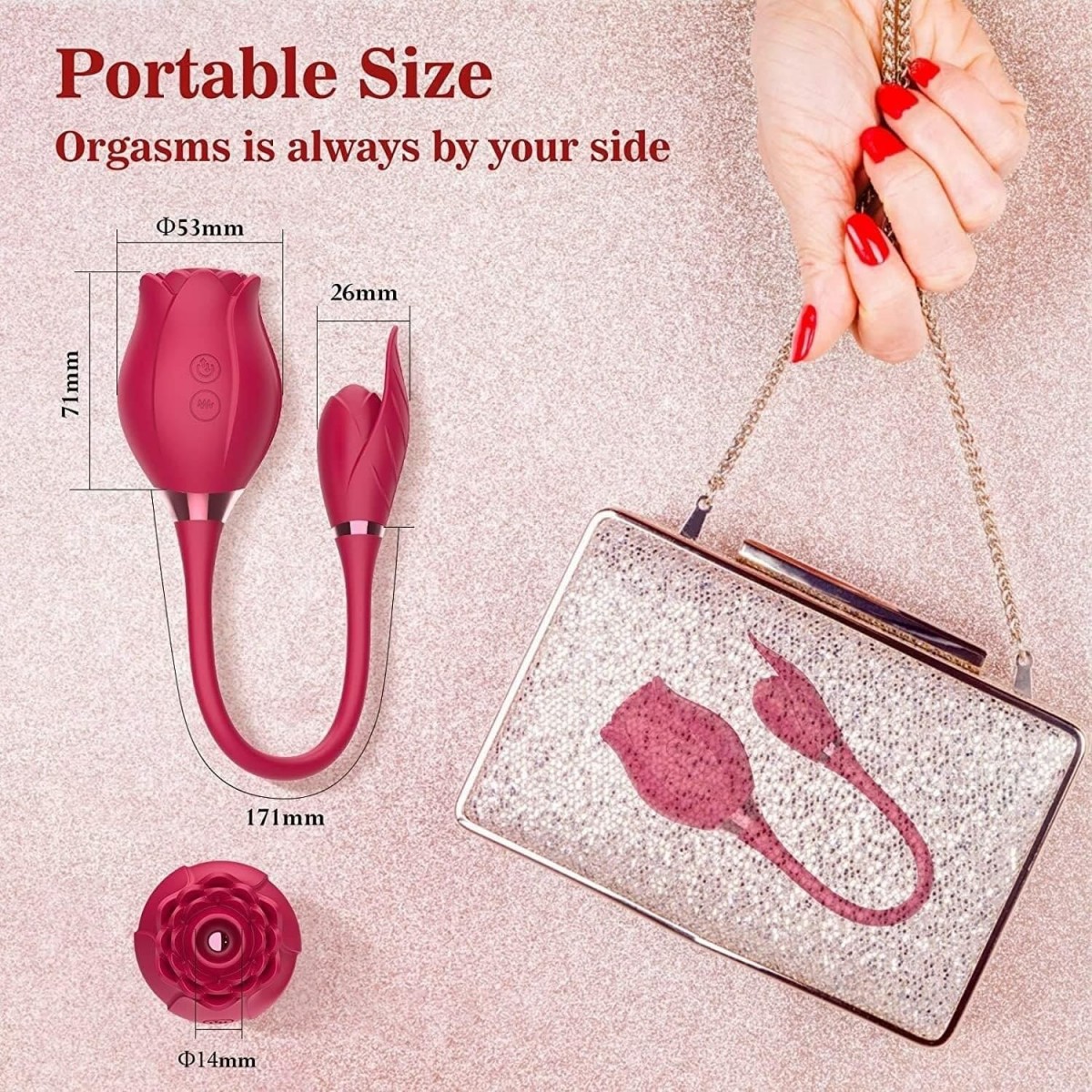 Vibrador Estimulador Clitoriano Duplo Flower Vibrador estimulador clitoriano duplo flower por onda de pressão em formato de rosa, e estimulador clitoriano com vibração em formato de folha, suas funções podem ser usadas juntas ou separadas. Vibrador Estimulador Clitoriano Duplo Flower