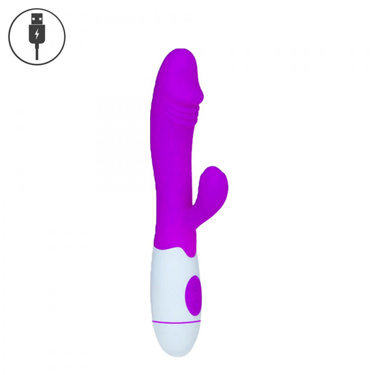 Vibrador Ponto G com Estimulador Clitoriano Recarregável O vibrador ponto g com estimulador clitoriano recarregável tem formato de glande com estimulador clitoriano em formato de flor. Vibrador Ponto G com Estimulador Clitoriano Recarregável