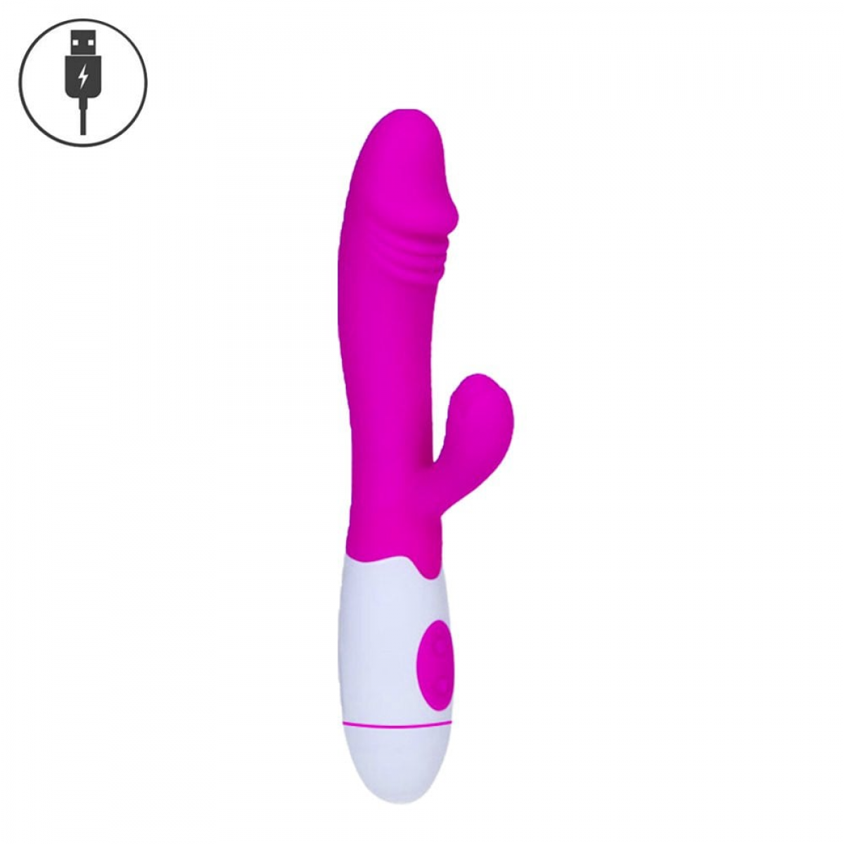 Vibrador Ponto G com Estimulador Clitoriano Recarregável O vibrador ponto g com estimulador clitoriano recarregável tem formato de glande com estimulador clitoriano em formato de flor. Vibrador Ponto G com Estimulador Clitoriano Recarregável