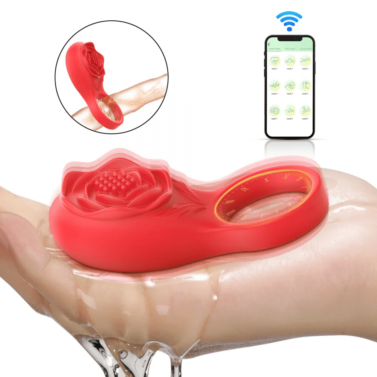 Anel Peniano em Formato de Flor com Vibro App O anel peniano em formato de flor com vibro app possui estimulador de testículos e clitóris. Anel Peniano em Formato de Flor com Vibro App